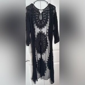 Rachel Zoe Sheer Black Lace Cardigan